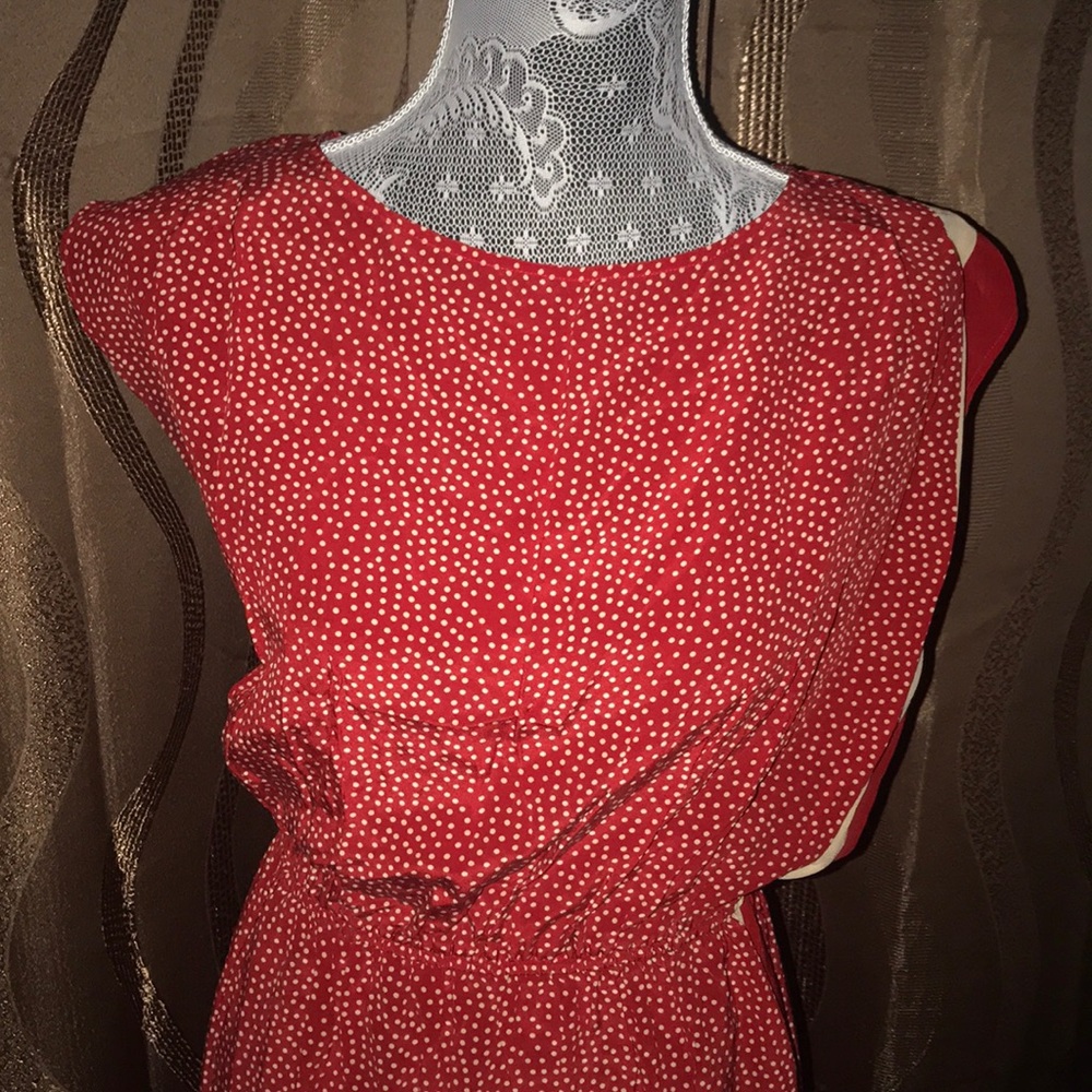 Urban Outfitters No. 6 100% Silk Retro red stripe dotted cream Dress - Picture 6 of 11